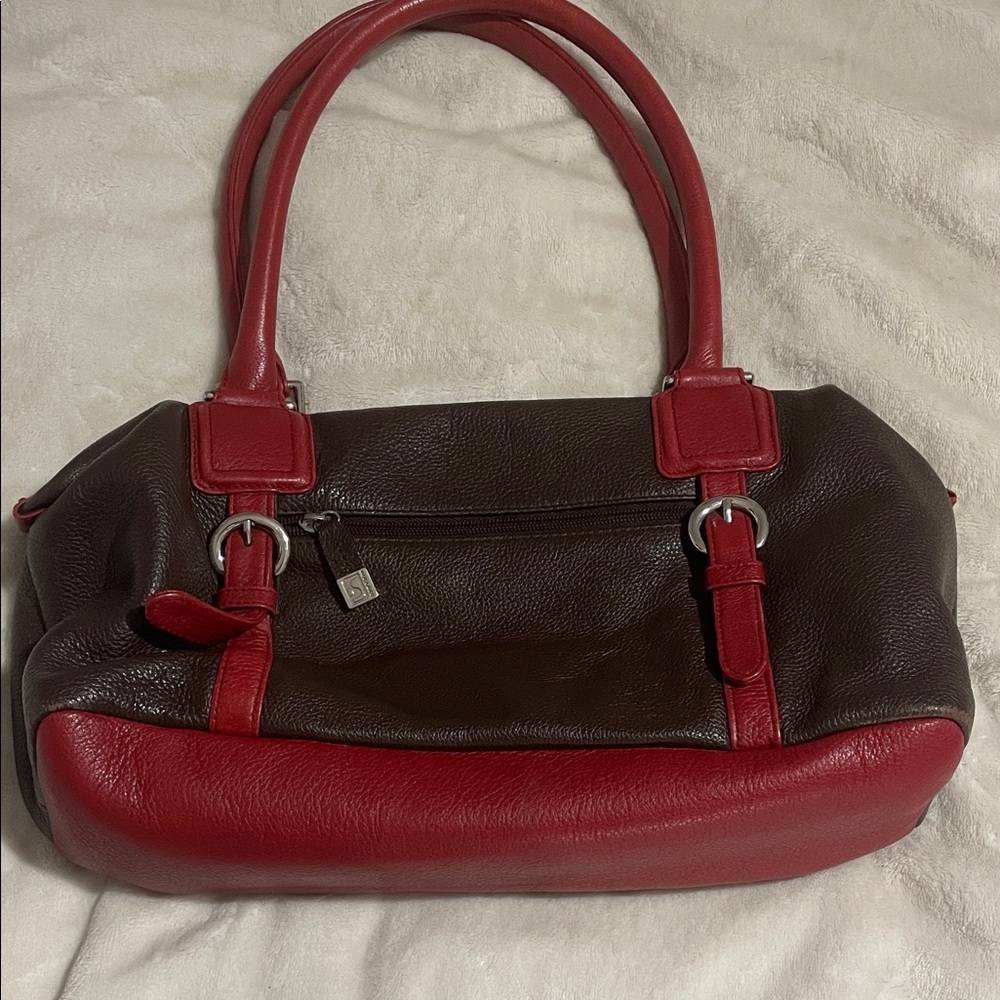 Soprano Red and Brown Shoulder Bag